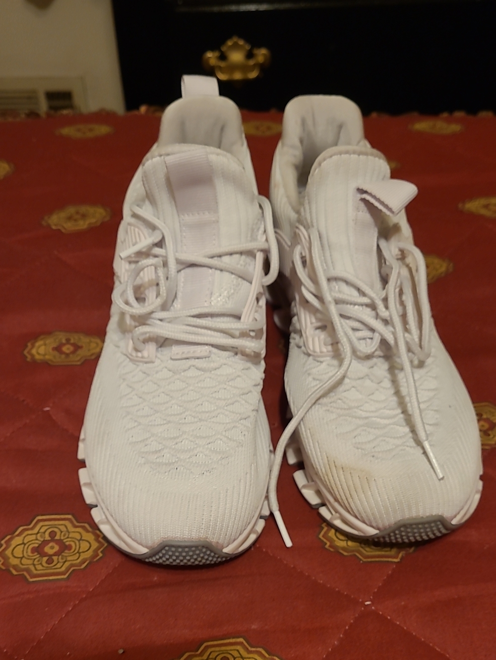 Women's White Knit Athletic Sneakers - Lightweight Performance